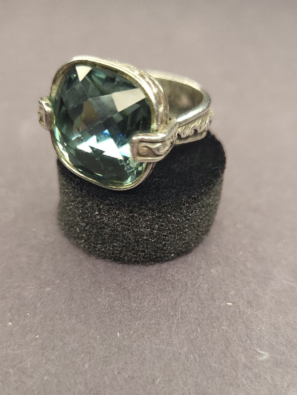 Brighton Silver Ring with Teal Green Faceted Gem - Picture 6 of 6